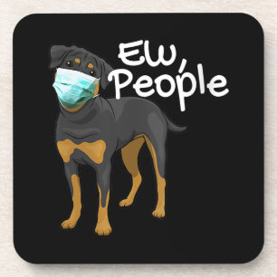 Womens Funny Dog Wearing a Mask Sign - Rottweiler Coaster