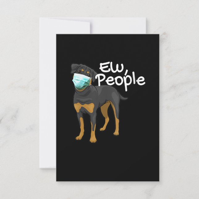 Womens Funny Dog Wearing a Mask Sign - Rottweiler RSVP Card (Front)