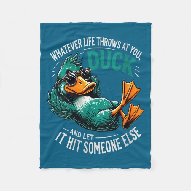 Womens Funny Duck Graphic Tees Men Women Teens Fun Fleece Blanket (Front)