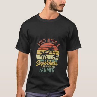 Womens Funny Farmer Superhero Vintage Tee For Men 