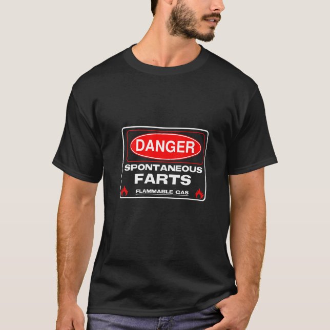 Womens Funny Fart Danger Spontaneous Flammable Gas T-Shirt (Front)