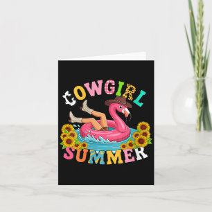 Womens Funny Flamingo Cowgirl Summer Family Card