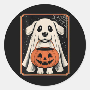 Womens Funny Ghost Dog Halloween Shirt Halloween Classic Round Sticker