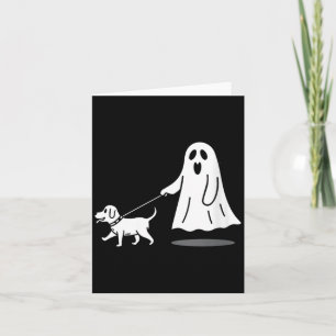 Womens Funny Ghost Walking Dog Ghost Dog Halloween Card