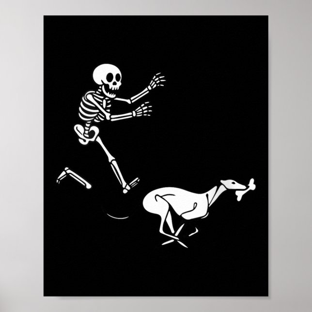 Womens Funny Ghound Running Skeleton Halloween V-n Poster (Front)
