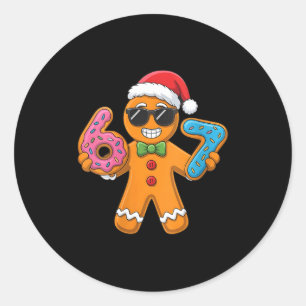 Womens Funny Gingerbread Six Seven 67 Ice Cream Ch Classic Round Sticker