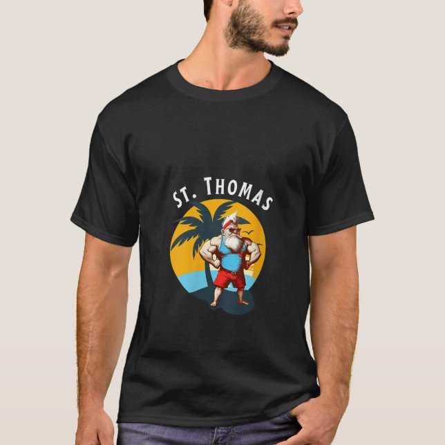 Womens Funny Gnomes St Thomas Retro Buff Gnome Bir T-Shirt (Front)