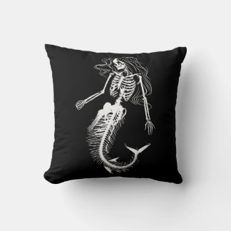 Womens Funny Halloween Mermaid Skeleton Gift Cool Throw Pillow