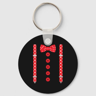 Women's Funny Hearts Bow Tie Suspenders Valentine' Keychain