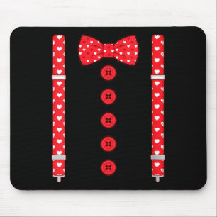 Women's Funny Hearts Bow Tie Suspenders Valentine' Mouse Pad