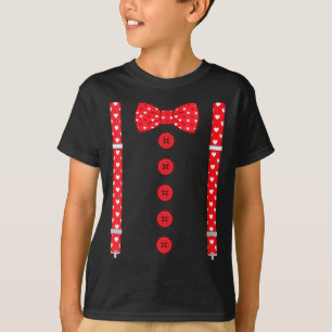 Women's Funny Hearts Bow Tie Suspenders Valentine' T-Shirt
