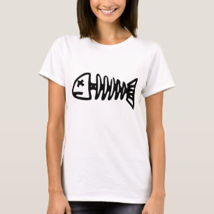 Women's Funny Holiday Novelty FISH SKELETON T-Shirt