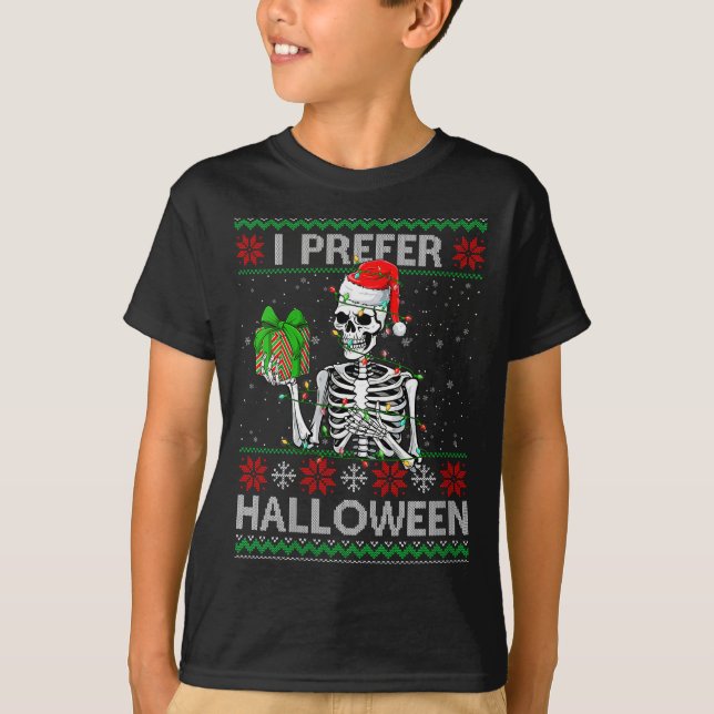 Womens Funny I Prefer Halloween Skeleton Ugly Chri T-Shirt (Front)