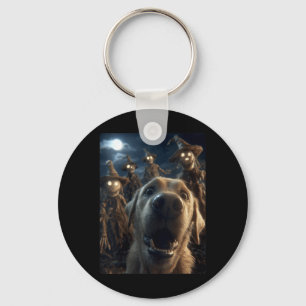 Womens Funny Labrador Selfie With Scarecrows Keychain