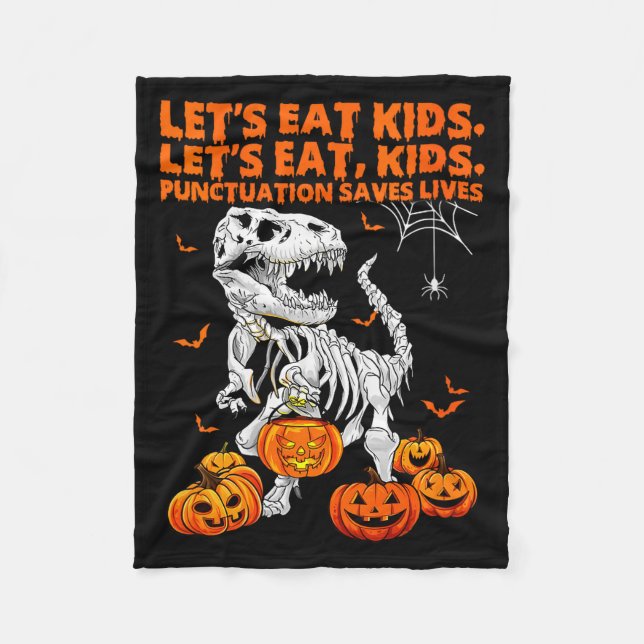 Womens Funny Let's Eat Kids Punctuation Saves Gram Fleece Blanket (Front)