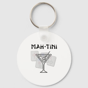 Womens Funny Mahjong Martini Tail Mah Jongg V-neck Keychain