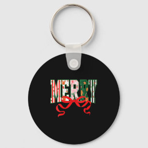 Womens Funny Merry Christmas Crew 2025 Coquette Fa Keychain