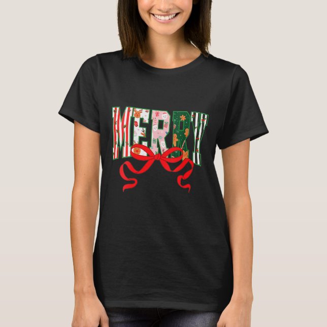 Womens Funny Merry Christmas Crew 2025 Coquette Fa T-Shirt (Front)