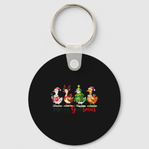 Womens Funny Merry Goosmas Goose Christmas Holiday Keychain
