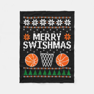 Womens Funny Merry Swishmas Xmas Basketball Ugly C Fleece Blanket