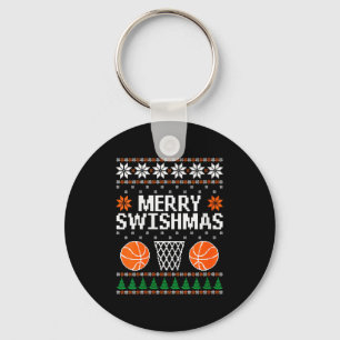 Womens Funny Merry Swishmas Xmas Basketball Ugly C Keychain