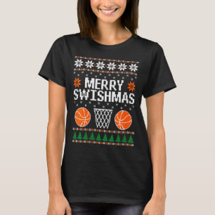 Womens Funny Merry Swishmas Xmas Basketball Ugly C T-Shirt