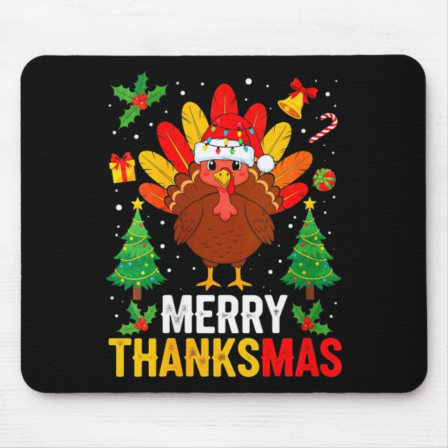 Womens Funny Merry Thanksmas Happy Thanksgiving Sa Mouse Pad (Front)