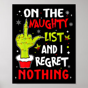 Womens Funny On The List Of Naughty And I Regret N Poster