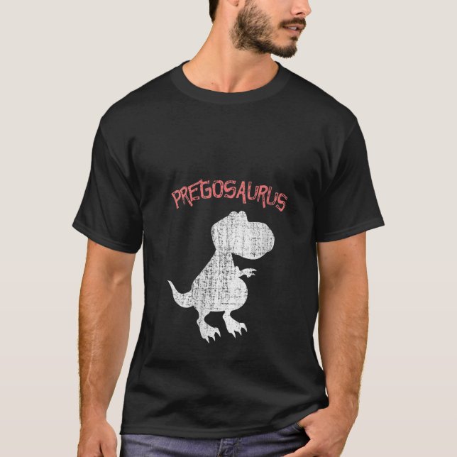 Womens Funny Pregosaurus Pregnant Dinosaur Hallowe T-Shirt (Front)