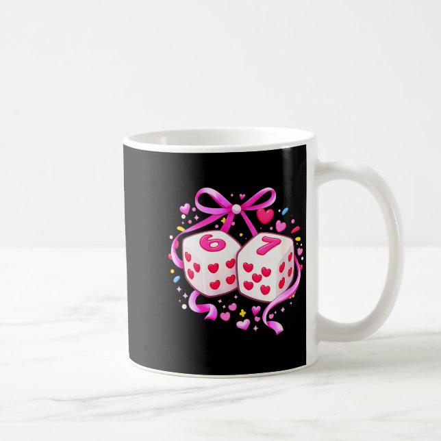 Women's Funny Preppy 67 Valentine Six Seven Dice 6 Coffee Mug (Right)