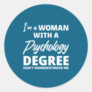 Womens funny psychology degree graduation classic round sticker