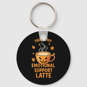 Womens Funny Pumpkin Spice Emotional Support Latte Keychain