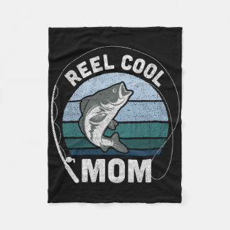 Womens Funny Reel Cool Mom Fishing Mothers Day Fleece Blanket