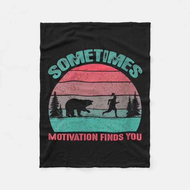 Womens Funny Running Motivational Sometimes Motiva Fleece Blanket (Front)