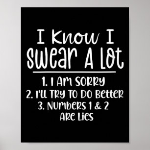 Womens Funny Sarcastic Swear A Lot Offensive Quote Poster