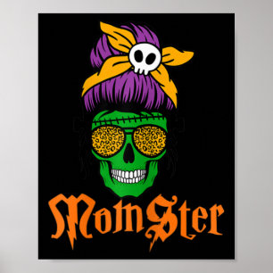 Womens Funny Scary Momster Mom-ster Monster Skull Poster