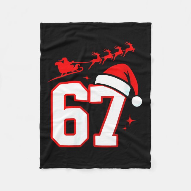 Womens Funny Six Seven 67 Meme 6 7 Elf Santa Chris Fleece Blanket (Front)