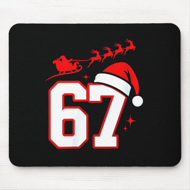 Womens Funny Six Seven 67 Meme 6 7 Elf Santa Chris Mouse Pad (Front)