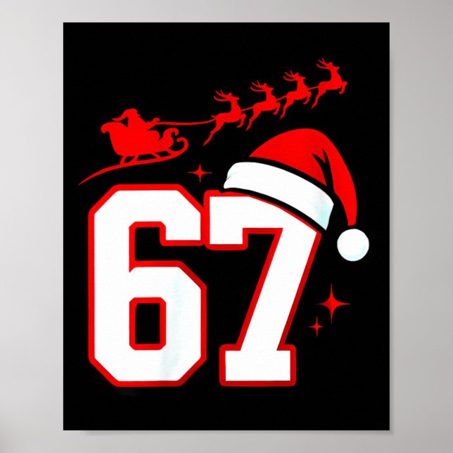 Womens Funny Six Seven 67 Meme 6 7 Elf Santa Chris Poster (Front)