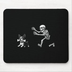 Womens Funny Skeleton Chasing Terrier Dog Mom Mouse Pad
