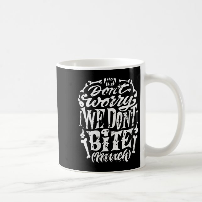 Womens Funny Skeleton Joke We Don't Bite Much Hall Coffee Mug (Right)