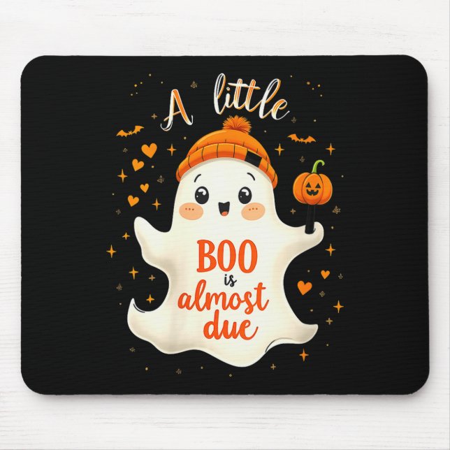Womens Funny Soky Pregnancy A Little Boo Is Almost Mouse Pad (Front)