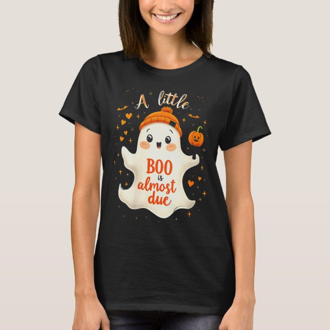 Womens Funny Soky Pregnancy A Little Boo Is Almost T-Shirt (Front)
