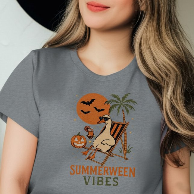 Women's Funny Summerween Vibes Goose T-Shirt (Creator Uploaded)