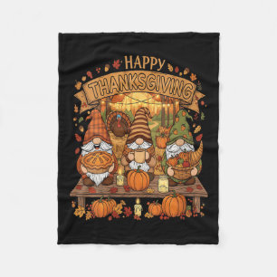 Womens Funny Thanksgiving Gnome Squad With Festive Fleece Blanket