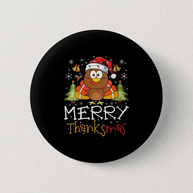Womens Funny Thanksmas 2025 Merry Thanksmas Thanks 2 Inch Round Button (Front)