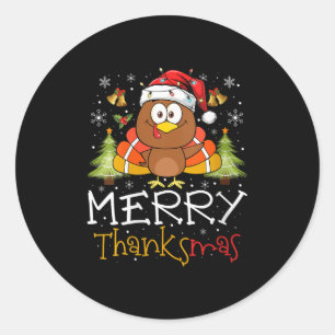 Womens Funny Thanksmas 2025 Merry Thanksmas Thanks Classic Round Sticker