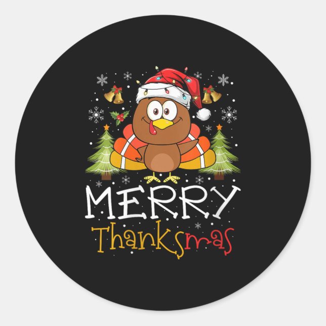 Womens Funny Thanksmas 2025 Merry Thanksmas Thanks Classic Round Sticker (Front)