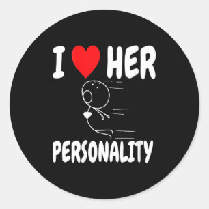 Women's Funny Valentine's Day Couple Matching I Lo Classic Round Sticker