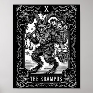 Womens Funny Vintage The Krampus Tarot Card Gothic Poster